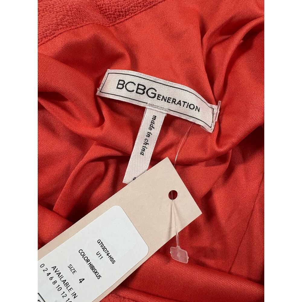 BCBG Dress Womens Size 4‎ Orange Teired Ruffle Asymmetrical Cocktail Mini New - Picture 8 of 15